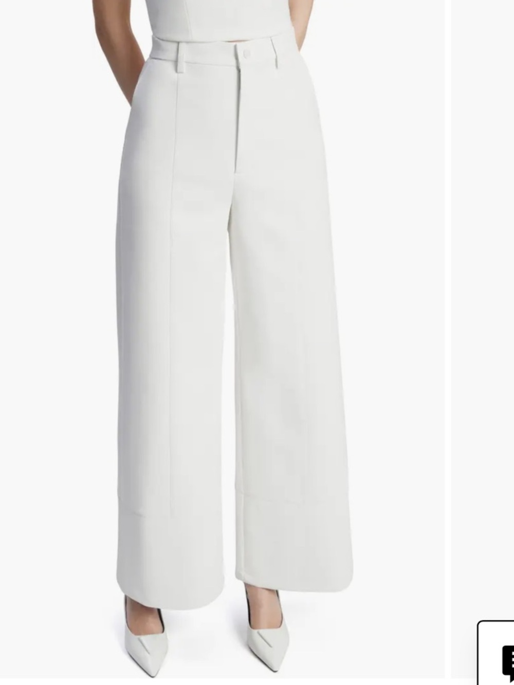 Bardot White Wide-Leg High-Rise Faux Leather Pants